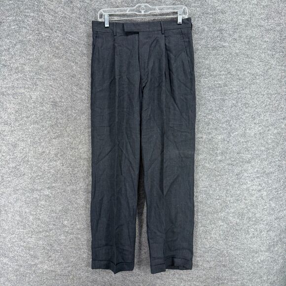 Perry Ellis Other - Perry Ellis Dress Pants Men 30/30 Black Mid Rise Pleated Cuffed Wool Pockets